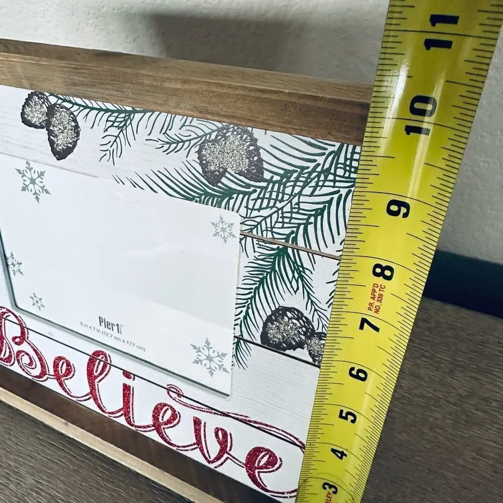 Pier 1 “Believe” Christmas Holiday Farmhouse Wood Picture Frame